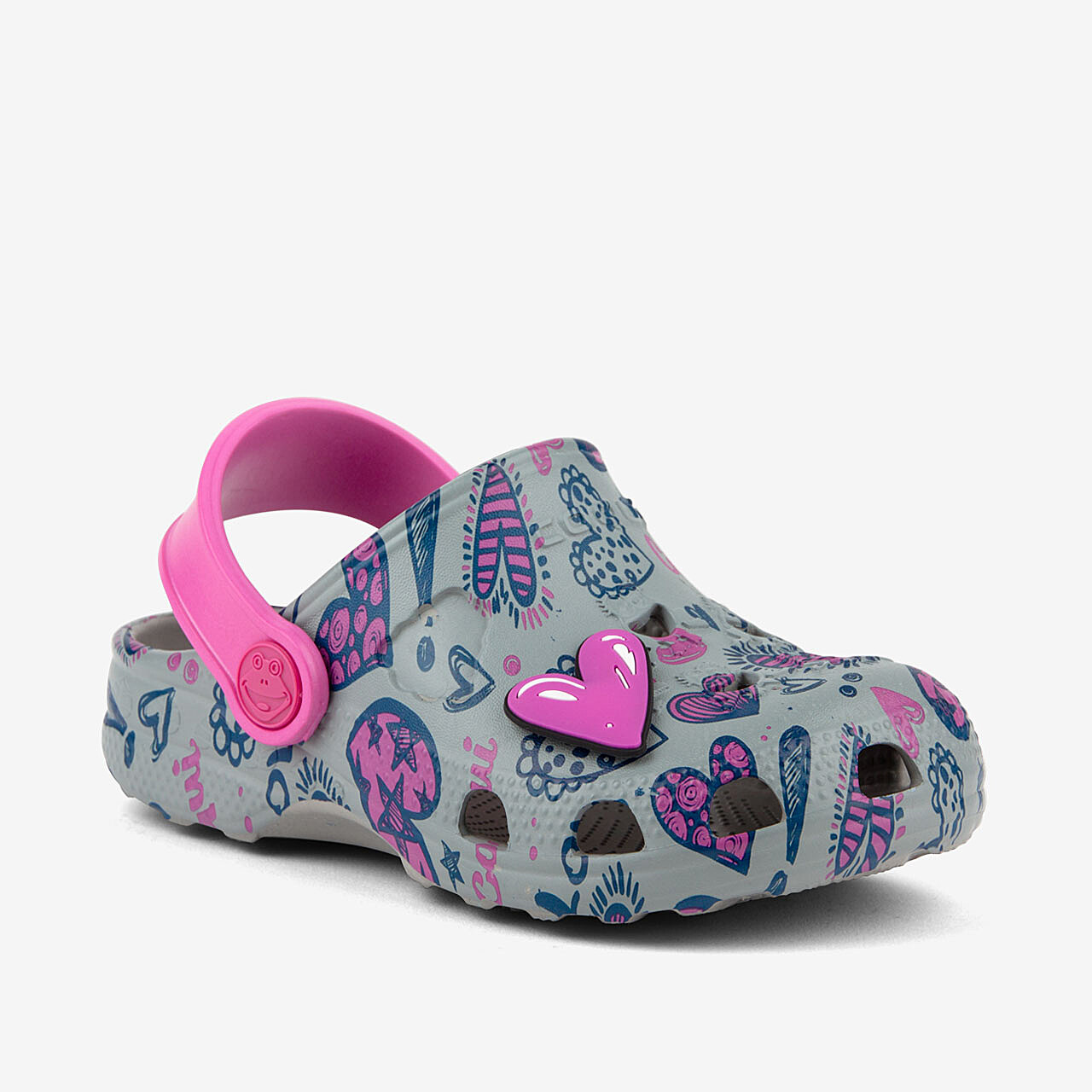 Dětské clogsy COQUI LITTLE FROG Mid. grey/Fuchsia love + amulet 20/21