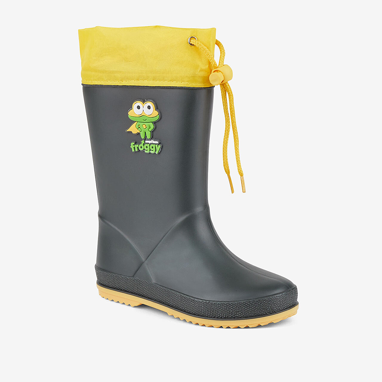 Dětské holínky COQUI RAINY COLLAR FUR Antracit/Yellow hero 25