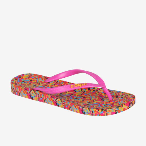 KAJA PRINTED flip-flop papucs rózsaszín/sárga/türkiz abstract