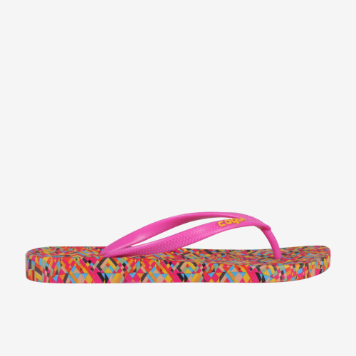 KAJA PRINTED flip-flop papucs rózsaszín/sárga/türkiz abstract