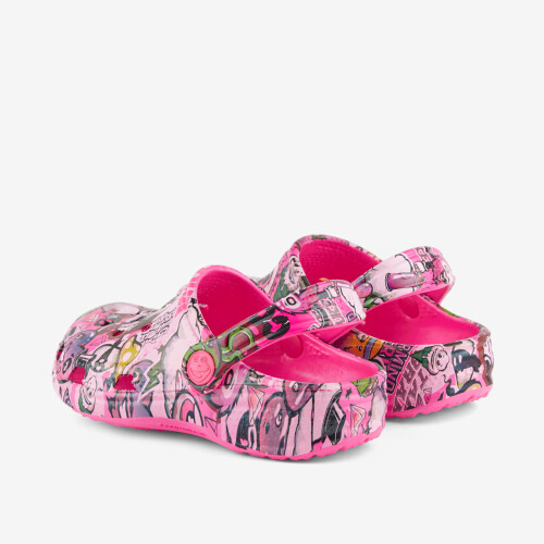 Clogs BIG FROG PRINTED ružové s potlačou