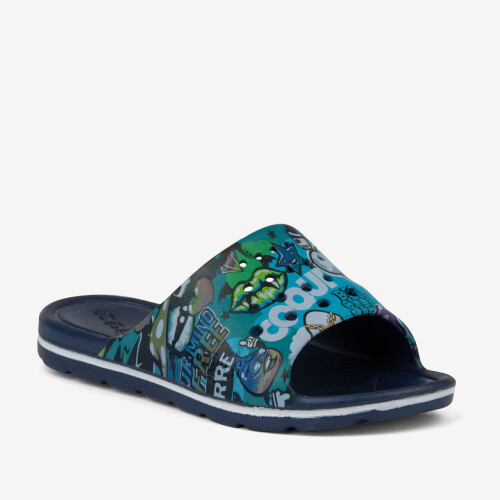 Slipper LONG PRINTED navy blau