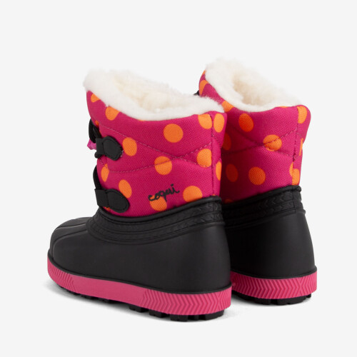 Дитячі  чоботи сноубутси COQUI BERGY (5032 Lt. fuchsia dots) чорний/рожевий/малиновий фуксія в крапочку