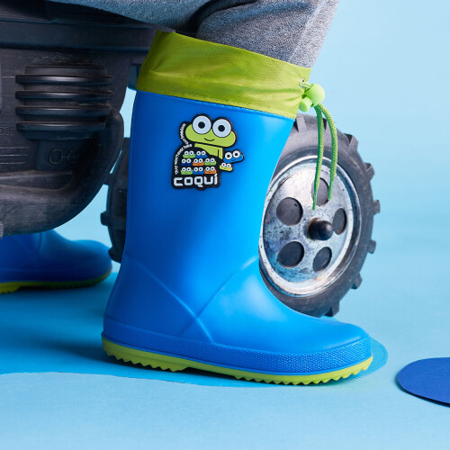 Дитячі гумові чоботи COQUI RAINY (8508 Sea blue/Citrus) блакитний синій/лаймово-жовтий
