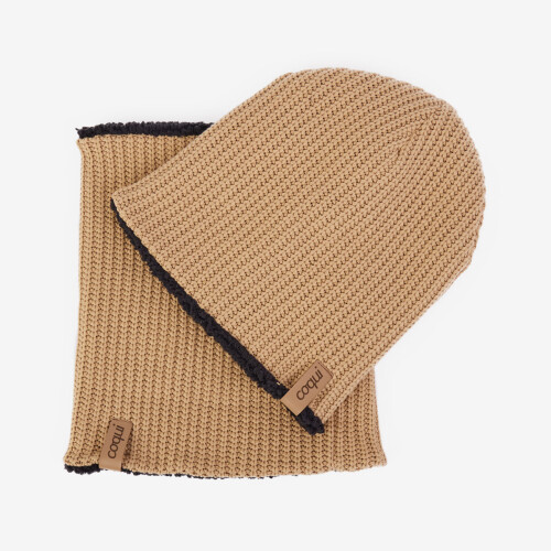 WINTER BEANIE AND COLLAR SET Camel/Black [HU]