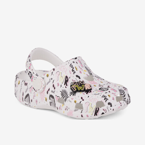 Clogs BIG FROG PRINTED biela s  amuletom GIRL PWR