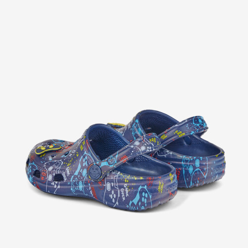 Clogs BIG FROG PRINTED modrá s  amuletom GAME OVER