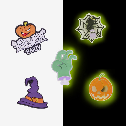 AMULETY halloween 5ks 3 svítící a 2 klasické amulety