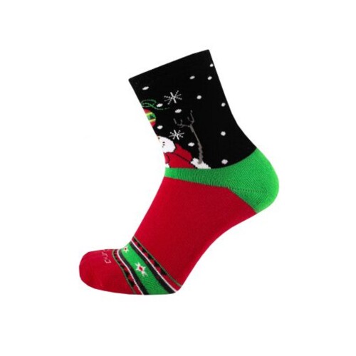 Шкарпетки дитячі махрові 4114 чорний/червоний/зелений з різдвяним принтом