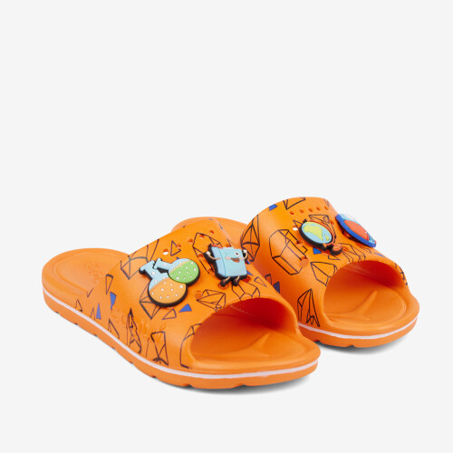 Pantofle LONG PRINTED oranžová + amulety
