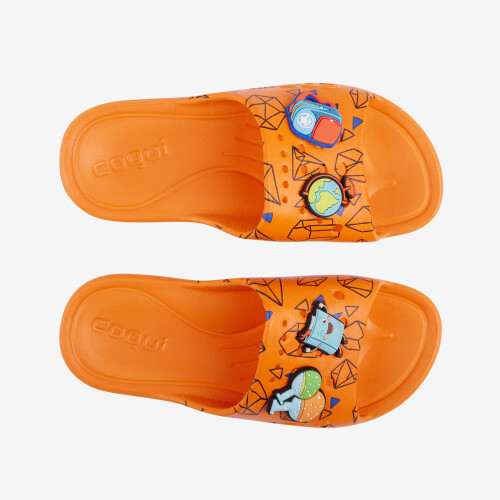 Pantofle LONG PRINTED oranžová + amulety