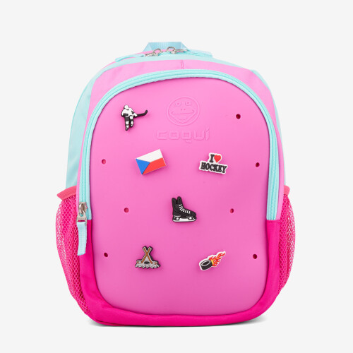 Dětský batoh BAGSY růžový s hokejovými amulety