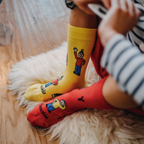 PONOŽKY Pat a Mat žluto-červené