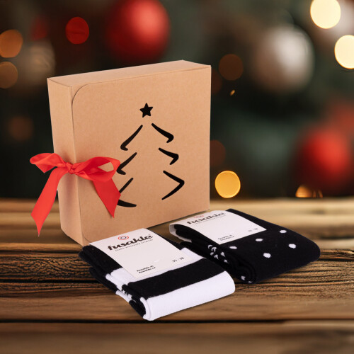 Vánoční balíček ponožek Pásik blekvajt + Bodkáčik noc