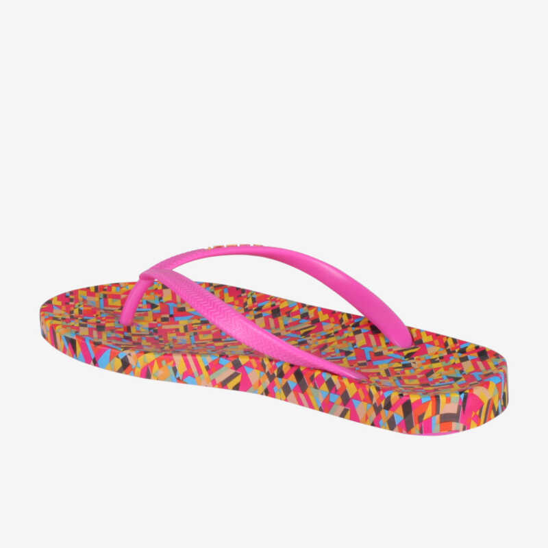 KAJA PRINTED flip-flop papucs rózsaszín/sárga/türkiz abstract