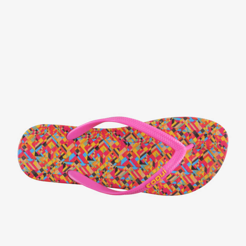 KAJA PRINTED flip-flop papucs rózsaszín/sárga/türkiz abstract