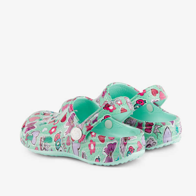 Clogs BIG FROG PRINTED mint/rosa