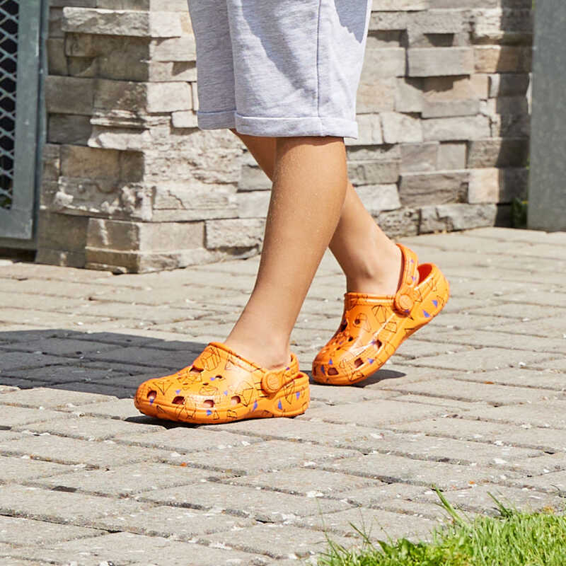 Clogs BIG FROG PRINTED orange