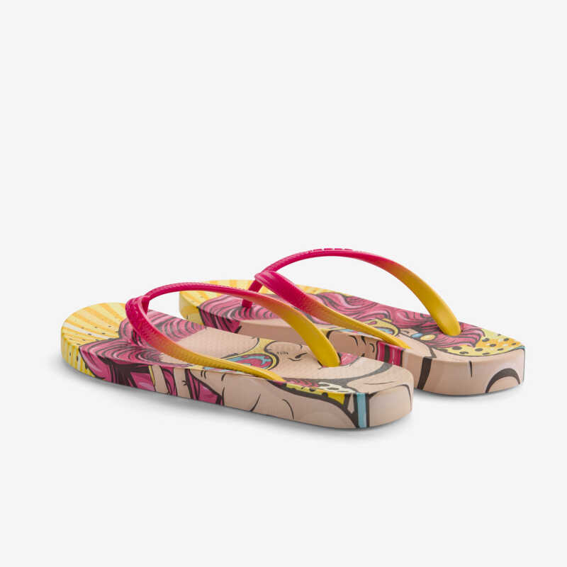 KAJA PRINTED flip-flop papucs rózsaszín/sárga/pop-art fuchsia