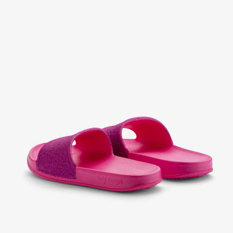 Pantofle TORA GLITTER tmavě růžová/glitrovaná