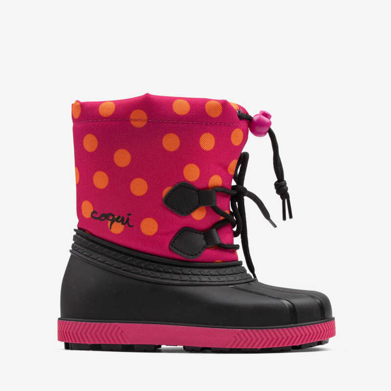 Дитячі  чоботи сноубутси COQUI BERGY (5033 Lt. fuchsia dots) чорний/рожевий/малиновий фуксія/чорний