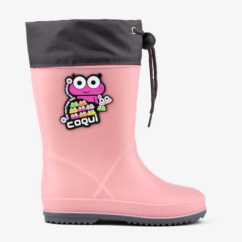 Regenstiefel RAINY COLLAR FROG powder pink/dk.grey