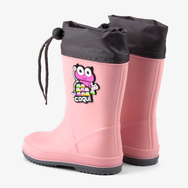 Regenstiefel RAINY COLLAR FROG powder pink/dk.grey