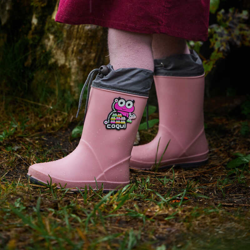 Regenstiefel RAINY COLLAR FROG powder pink/dk.grey