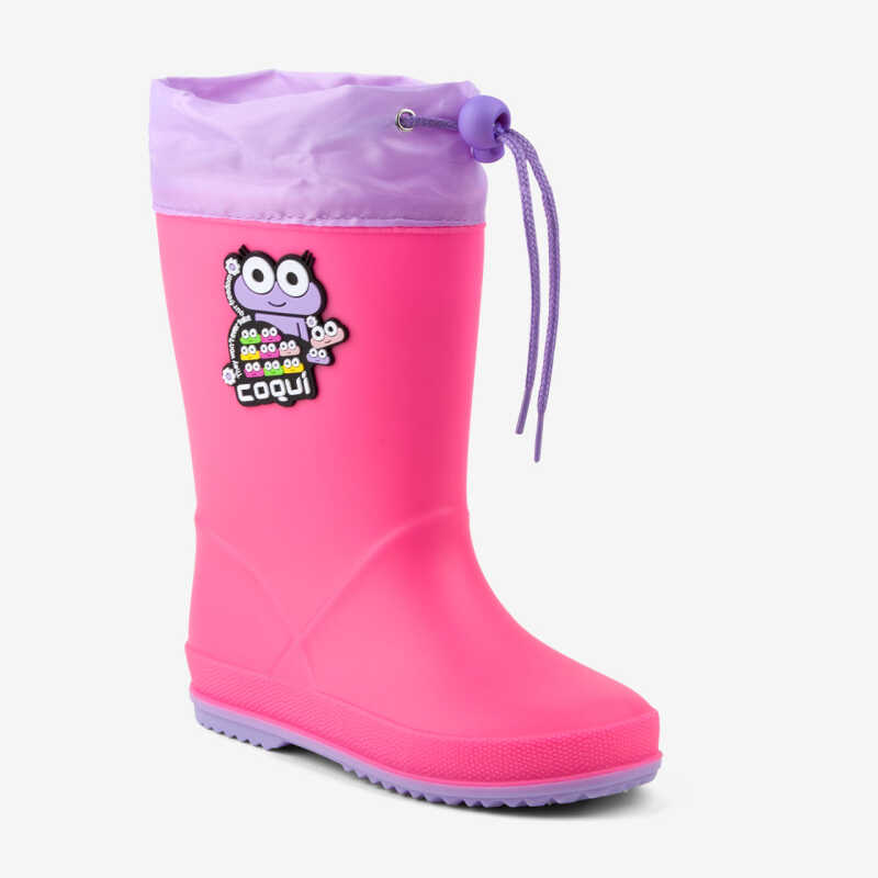 Regenstiefel RAINY COLLAR FROG lt. fuchsia/lt. lila