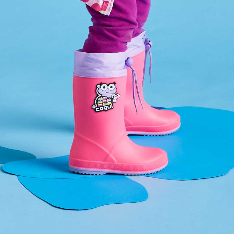 Regenstiefel RAINY COLLAR FROG lt. fuchsia/lt. lila