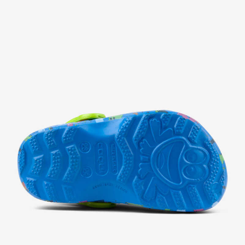 Clogsy LITTLE FROG modré/zelené dino s amuletom