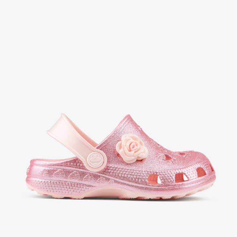 Clogs LITTLE FROG GLITTER Candy Pink Glitzer mit Anstecker