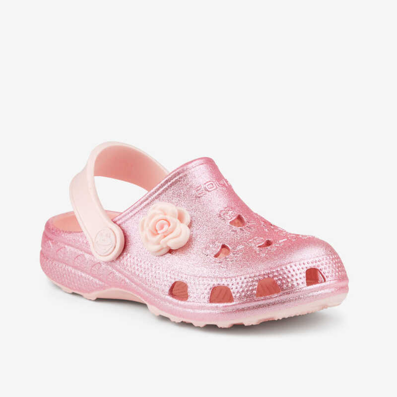 Clogs LITTLE FROG GLITTER Candy Pink Glitzer mit Anstecker