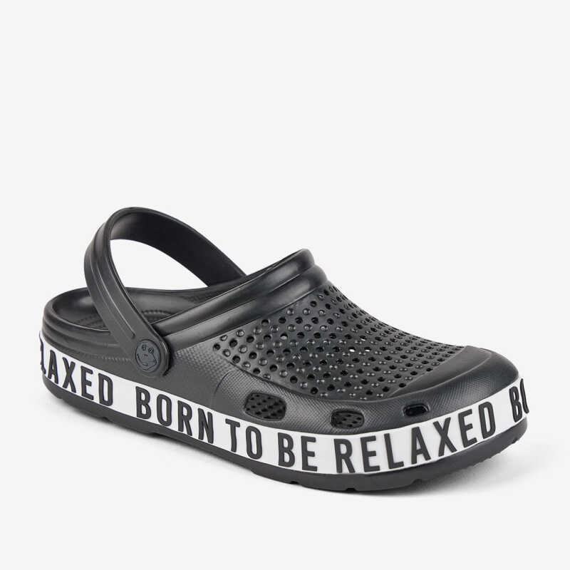 Clogsy LINDO čierne/biely pás BTBR