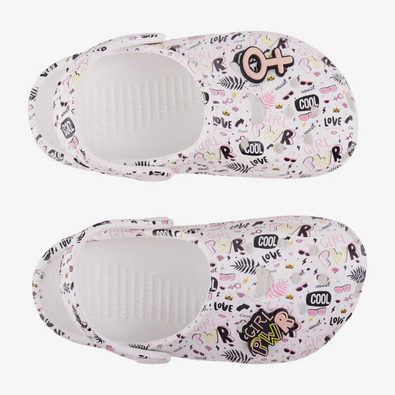 Clogs BIG FROG PRINTED biela s  amuletom GIRL PWR