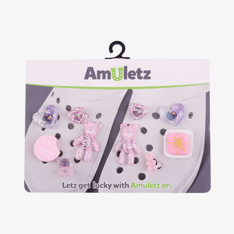 AMULETZ růžový a glitter set různé barvy - 10 ks