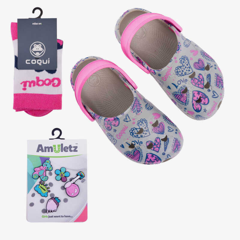 LITTLE FROG Mid. Grey/Fuchsia Love + Amulet (20/21 - 27/28) + SET 27