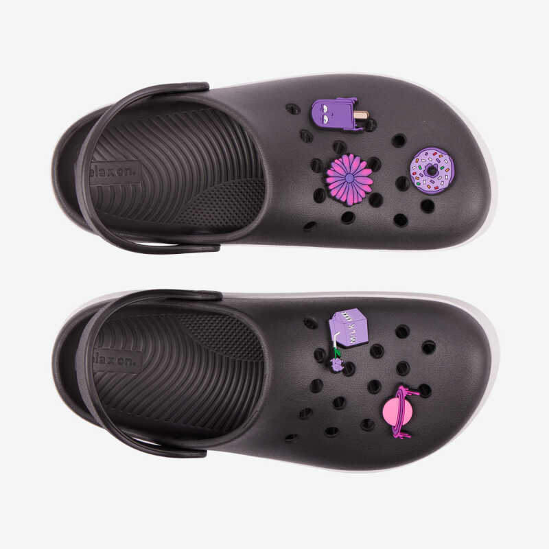 Clogsy NIKO SET čierne/biele s amuletmi