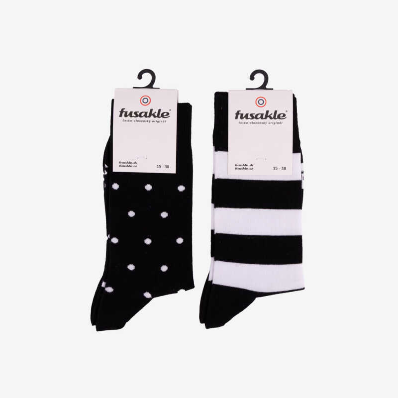 Vánoční balíček ponožek Pásik blekvajt + Bodkáčik noc