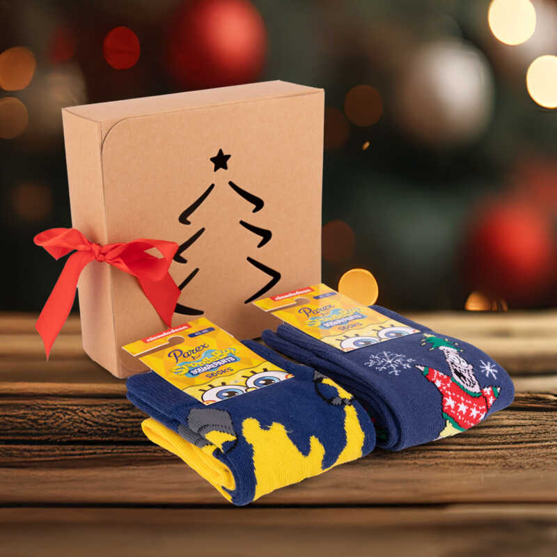 Vánoční balíček ponožek Sponge-XMas + SpongeBob Paint